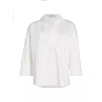 Поплиновая блуза с разрезом на горловине Elie Tahari