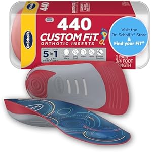 Универсальные Стельки Dr. Scholl's Custom Fit Orthotics 3/4 Длины CF 440, 5-в-1 Обезболивание на Весь День для Ног, Нижней Части Спины, Коленей, Пятки и Пясочной Фасции, Поддержка Арки для Обуви для Мужчин и Женщин, Подходит для FSA HSA Dr. Scholl's