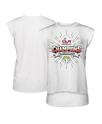 Женская белая футболка без рукавов Los Angeles Rams Super Bowl LVI Champions Burst Muscle WEAR by Erin Andrews