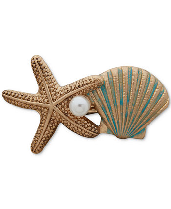 Золотистая заколка для волос с имитацией жемчуга, морскими звездами и ракушками Lonna & lilly
