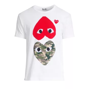 Хлопковая футболка с камуфляжным принтом Two Heart Comme des Garcons