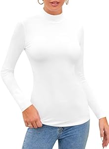 Женская Футболка SHEIUGU Long Sleeve Sleeveless Mock Turtle Neck Basic Stretchy Fitted Underwear Layer Tee SHEIUGU