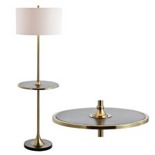 Luce Metal/wood Led Floor Lamp With Table Jonathan Y Designs