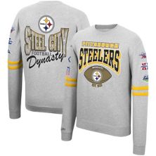 Мужской серый флисовый свитшот с принтом Mitchell & Ness Heeding Grey Pittsburgh Steelers по всей поверхности Unbranded