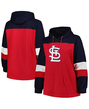 Women's Red St. Louis Cardinals Plus Size Colorblock Pullover Hoodie Profile