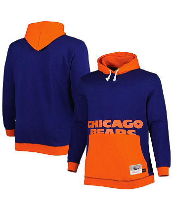 Мужская темно-синяя и оранжевая толстовка с капюшоном Chicago Bears Big and Tall Big Face Mitchell & Ness