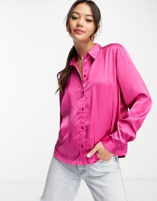Ярко-розовая атласная рубашка JDY JDY