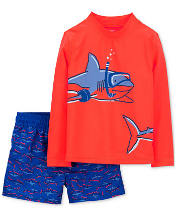 Топ для мальчиков Scuba Shark Rash Guard и шорты для плавания с принтом, комплект из 2 предметов Carter's