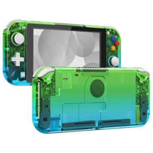 EXtremeRate Carcasa de Repuesto DIY Azul Translúcido Degradado para Nintendo Switch Lite, Carcasa de Controlador de Mano NSL con Protector de Pantalla, Funda Personalizada para Nintendo Switch Lite EXtremeRate