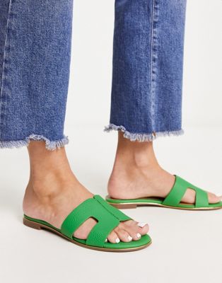 Ярко-зеленые сандалии на плоской подошве с петлей Dune London DUNE