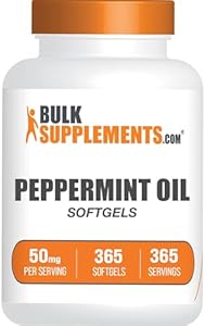 BulkSupplements.com Peppermint Oil Softgels - Peppermint Supplement, Peppermint Oil Pills, Peppermint Oil Capsules 50mg - Gluten Free, 1 Softgel per Serving, 365 Count (Pack of 1) BulkSupplements