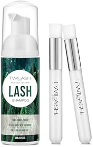 Shampoo for Lash Extensions, Ocean (2 Fl Oz / 60ml) - Includes 2 Shampoo Brushes for Cleansing - Eyelash Extension Cleanser for Professional Salon and Home Use Twilash By Dly