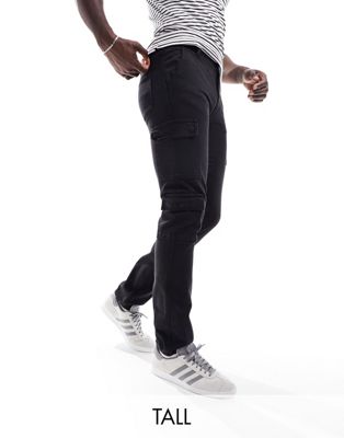 Черные жесткие джинсы карго прямого кроя DTT Tall Don't Think Twice