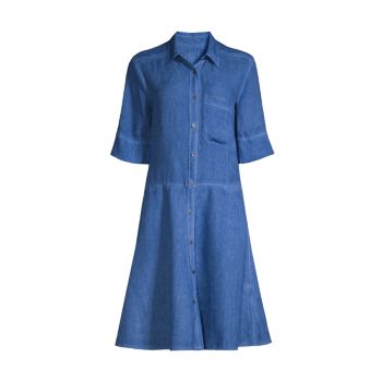 Джинсовое платье-рубашка с короткими рукавами 120% Lino
