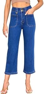 HUNGSON Women's Wide Leg Jeans High Waisted Stretchy Straight Leg Jeans Loose Denim Pants with Pocket Hungson