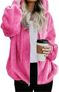 Женская Флисовая кофта Nirovien Nirovien Womens Sherpa Jacket Fuzzy Zip Up Hoodie Oversized Fleece Jackets Fluffy Coat with Pockets Nirovien