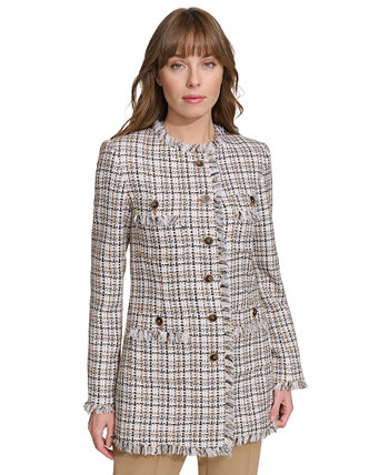 Women's Tweed Fringe-Trimmed Button-Down Jacket Tommy Hilfiger