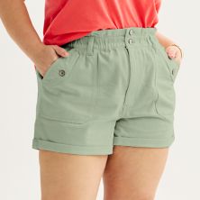 Juniors' Plus Size SO® High-Rise Paperbag Utility Shorts SO