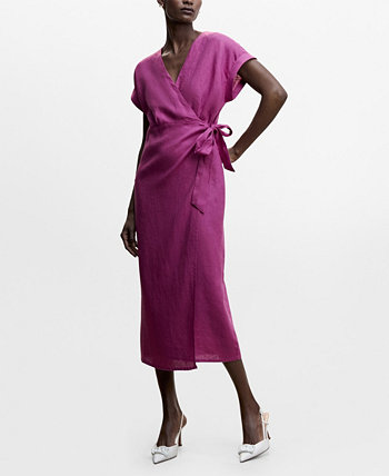 Women's Bow Linen-Blend Dress MANGO