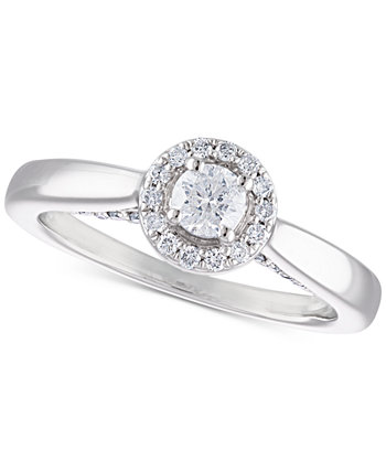 Сертифицированное обручальное кольцо с бриллиантом Halo (1/2 карата) из белого золота 585 пробы Macy's