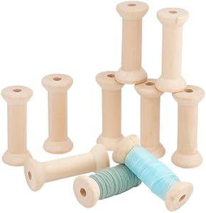 OLYCRAFT 10pcs Wooden Spools 3.1x1.3 inch Unfinished Empty Thread Spool Mini Wood Bobbins Wooden Empty Spools Natural Wire Weaving Bobbins for Arts DIY Wood Projects Wire Weaving Olycraft