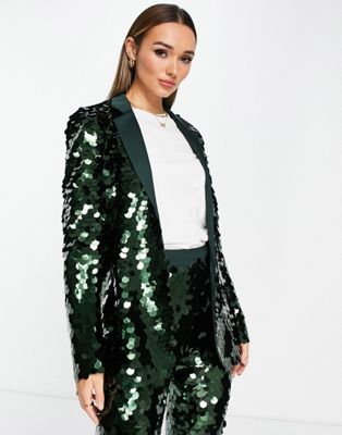 Зеленый узкий пиджак с пайетками ASOS DESIGN ASOS DESIGN