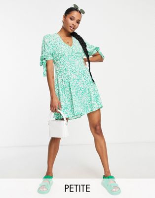 Зеленое чайное платье с завязками и рукавами New Look Petite New Look