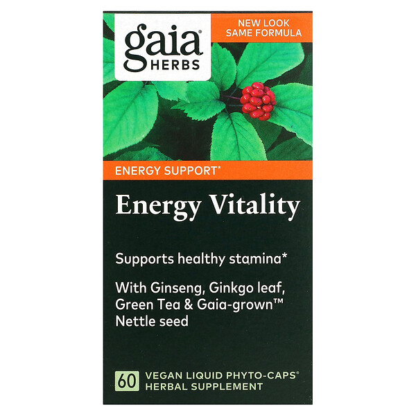 Energy Vitality, 60 веганских жидких фито-капсул Gaia Herbs