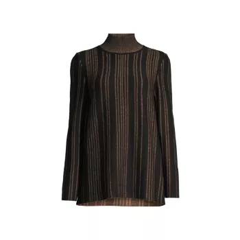 Striped Knit Turtleneck Sweater Misook