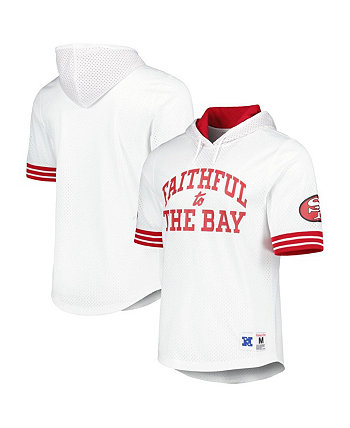 Мужской белый пуловер с капюшоном San Francisco 49ers Unbeaten Mesh Pullover Mitchell & Ness