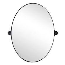 Moon Mirror Современное овальное настенное косметическое зеркало 22 x 30 дюймов, матовый черный Moon Mirror