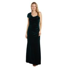 Женское длинное бархатное платье на одно плечо с драпировкой Nightway Nightway