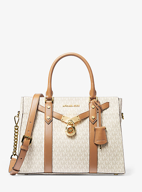 Michael michael kors nouveau hamilton clearance large logo and leather satchel