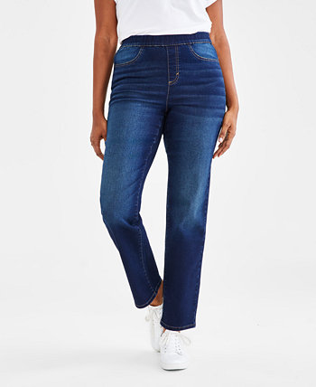Женские прямые джинсы со средней посадкой без застежки, созданные для Macy's Style & Co