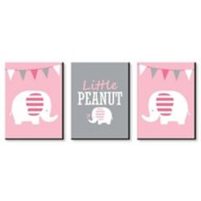 Big Dot of Happiness Pink Elephant - Baby Girl Nursery Wall Art and Kids Room Decorations - Gift Ideas - 7.5 x 10 inches - Set of 3 Prints Big Dot of Happiness
