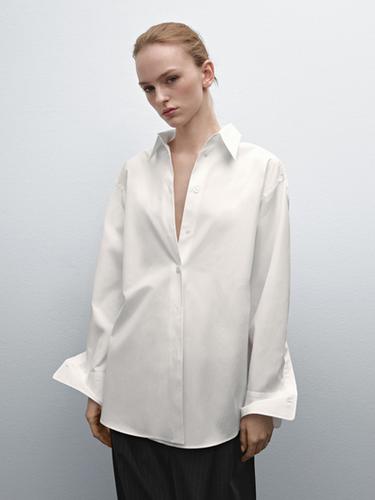 Oversize cotton poplin shirt Massimo Dutti