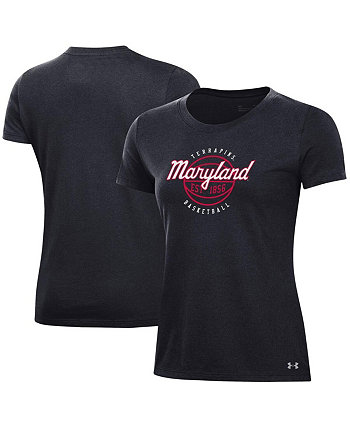Черная женская хлопковая футболка Maryland Terrapins Throwback Basketball Performance Under Armour