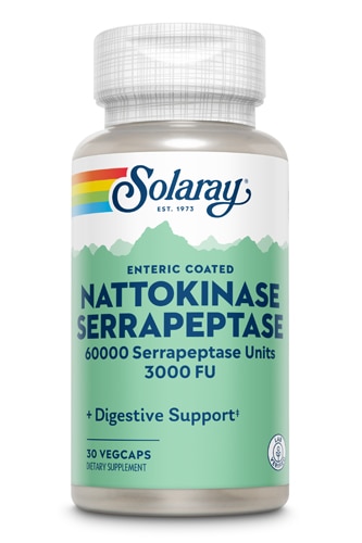 Solaray Наттокиназа Серрапептаза - 30 растительных капсул Solaray