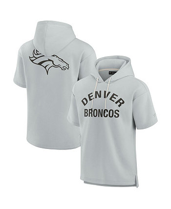 Men's and Women's Gray Denver Broncos Elements Super Soft Fleece Short Sleeve Pullover Hoodie Fanatics Signature