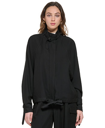 Женская куртка с длинным рукавом и воротником-стойкой на молнии спереди DKNY