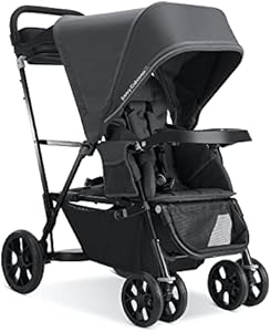 Joovy Caboose UL Sit and Stand Double Stroller with Bench Seat and Standing Platform, Plentiful Storage, Auto-Lock Quick-Fold, and Extended Sun Canopy, Jet Joovy