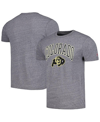 Men's Heather Gray Distressed Colorado Buffaloes Tall Arch Victory Falls Tri-Blend T-shirt League Collegiate Wear
