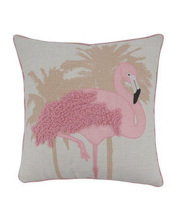 Декоративная подушка фламинго, 18 x 18 дюймов Saro