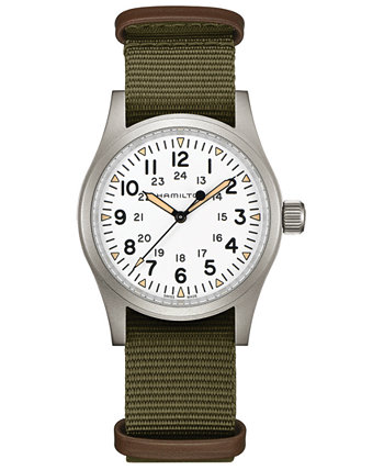 Мужские швейцарские механические часы цвета хаки с зеленым ремешком НАТО, 38 мм Hamilton