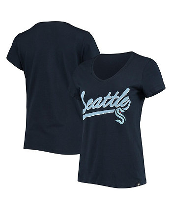 Женская футболка '47 Navy Seattle Kraken Script Sweep Ultra Rival '47 Brand