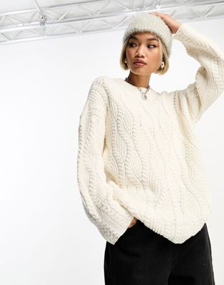 Белый удлиненный свитер фактурной вязки Only Only ONLY