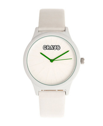 Унисекс Splat Белые часы с ремешком из искусственной кожи Crayo