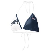 Women's G-III 4Her by Carl Banks Navy/White New England Patriots Play Action Bikini Top In The Style