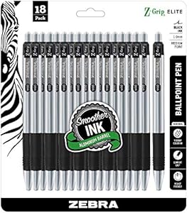 Zebra Pen Z-Grip Elite Retractable Ballpoint Pen Metal Barrel Medium Point 1.0mm Black Ink 5-Pack 27615 Zebra Pen