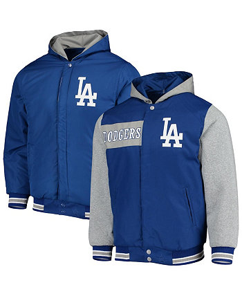 Мужская двусторонняя куртка с капюшоном Los Angeles Dodgers Royal и Grey Big and Tall из твила с застежкой JH Design